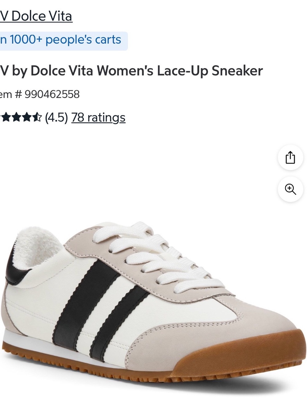 Dolce Vita White, Black & Tan Lace-Up Athletic Sneaker